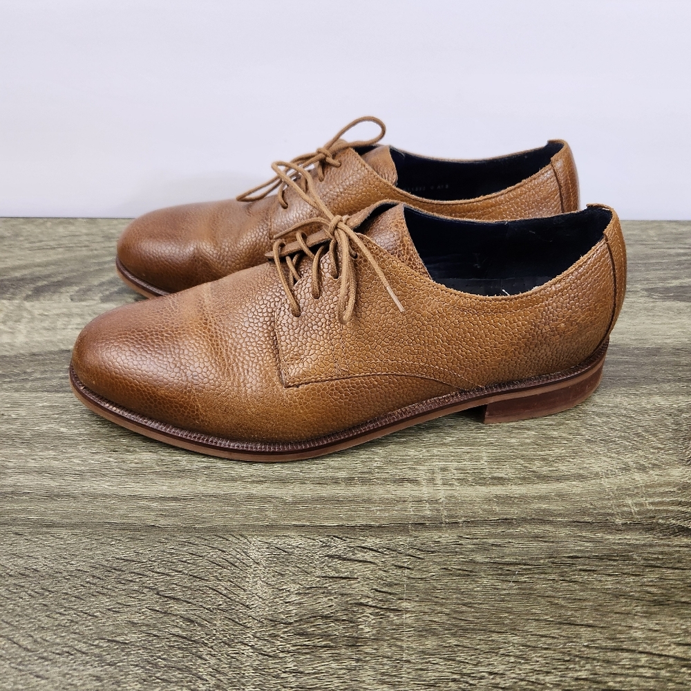 Cole Haan Men's Williams Oxford Size 11 M Brown Pebbled Leather Dress Shoe